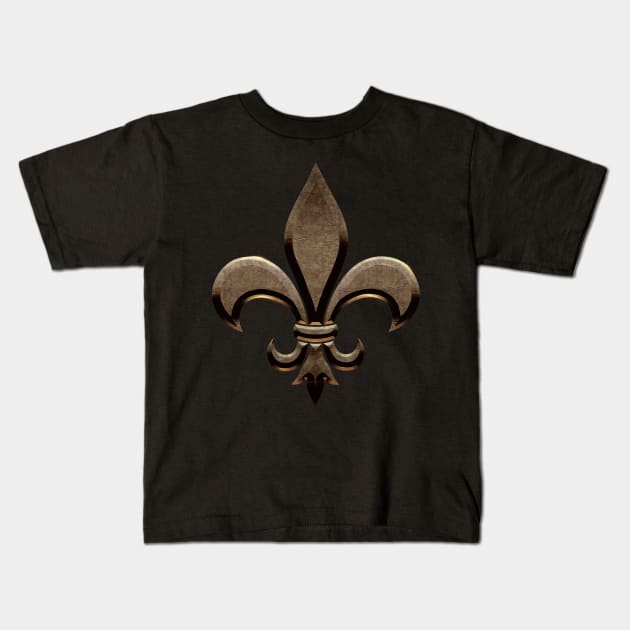 Fleur de lis Gold Kids T-Shirt by SimonBreeze